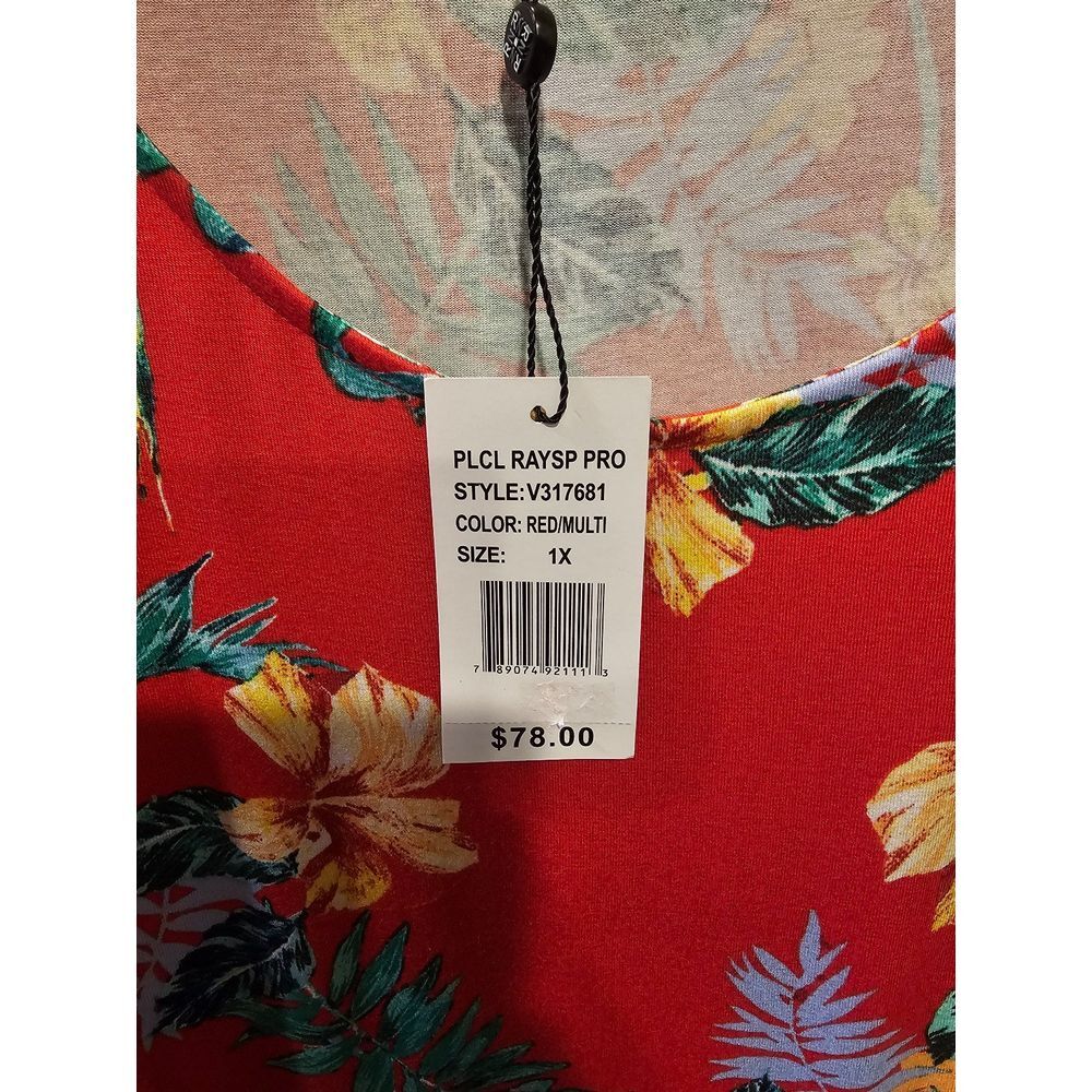 New! Ronni Nicole Red and Multi Color Hawaiian Maxi Dress - Picture 5 of 6